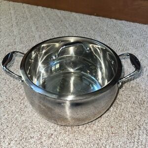 David Burke Huge 9 Qt Stock Pot w/ Vented Glass Lid Gourmet Pro Stainless Steel